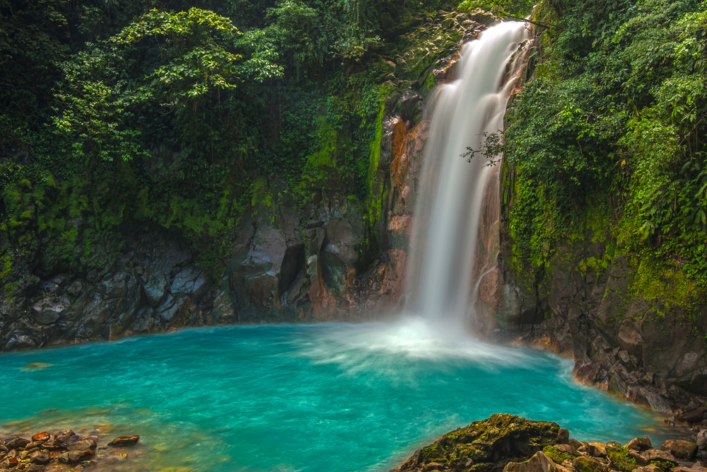 The Rio Celeste Waterfall in Costa Rica.