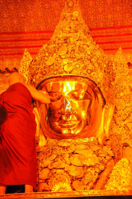 The Mahamuni Buddha in Mandalay, Burma