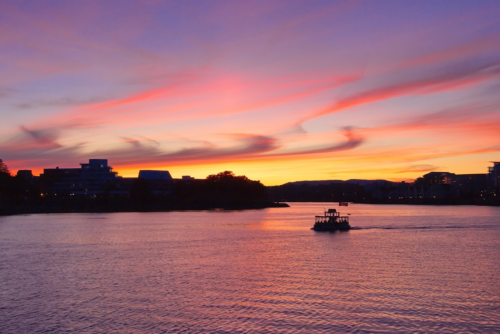 Breathtaking sunset views from the Inner Harbour, Victoria, Canada.