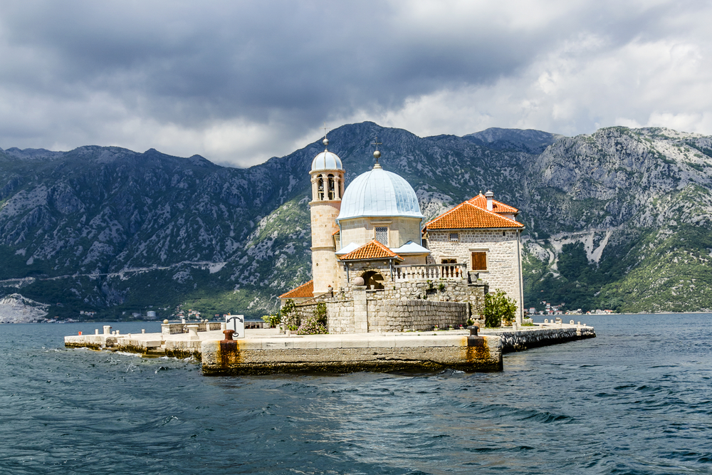 Our Lady of the Rock Island and Church Kotor Bay, Montenegro. 