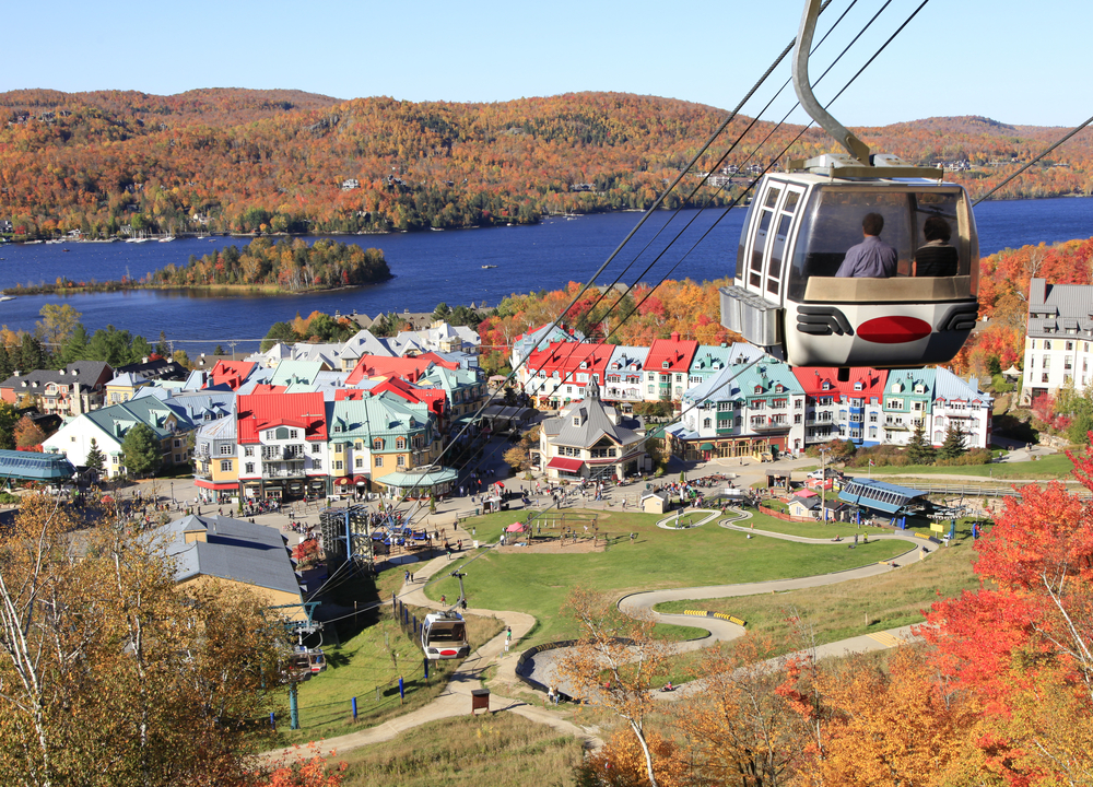 View of the Mont Tremblant resort and village from a cable car. 