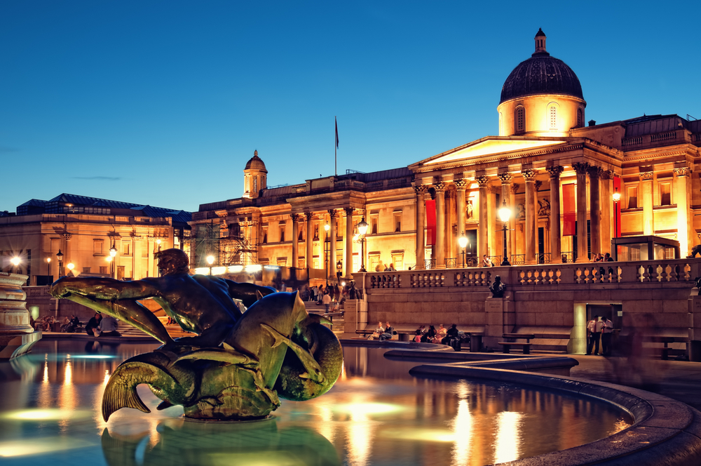 National Gallery and Trafalgar Square, London.