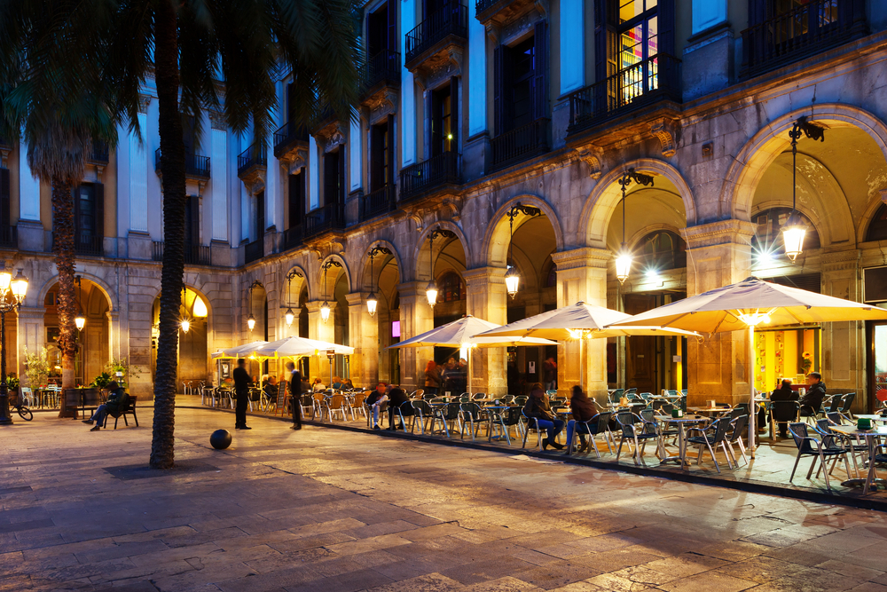 Outdoor cafes in Barcelona. 