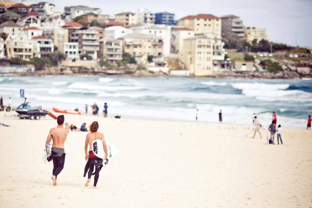Surfers in Bondi Beach