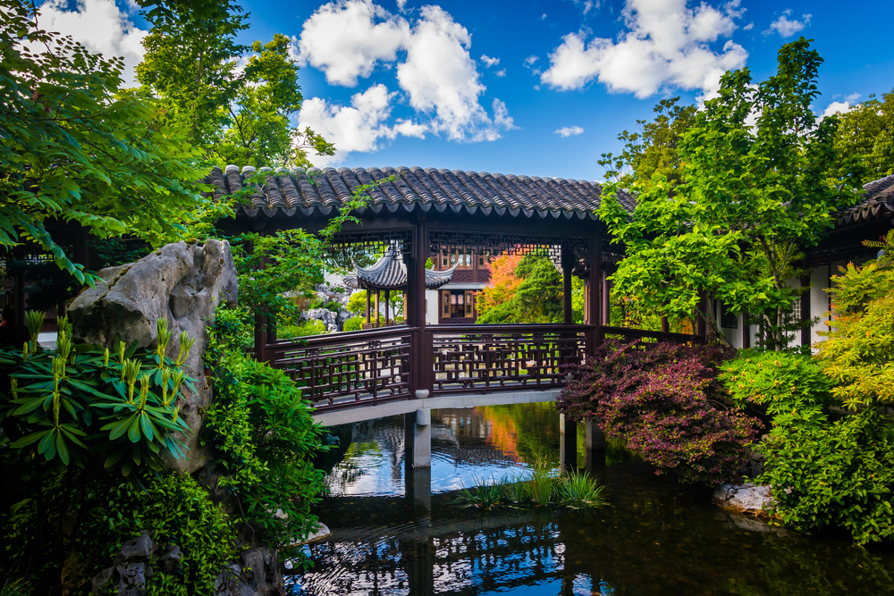 bridge at The Lan Su Chinese Garden